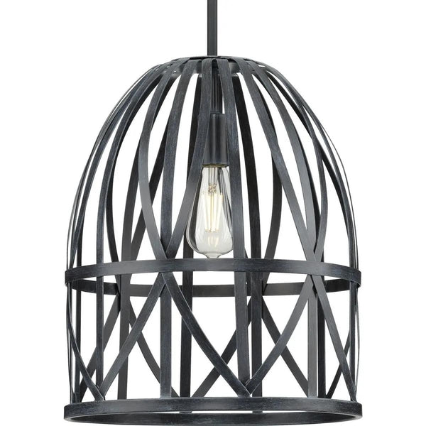 1 Light Black Basket Farmhouse Style Pendant Light Fixture 1