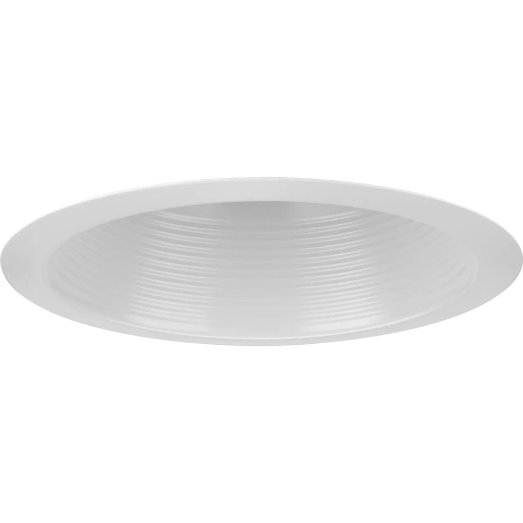 6" Satin White Recessed Step Baffle Round Trim 1