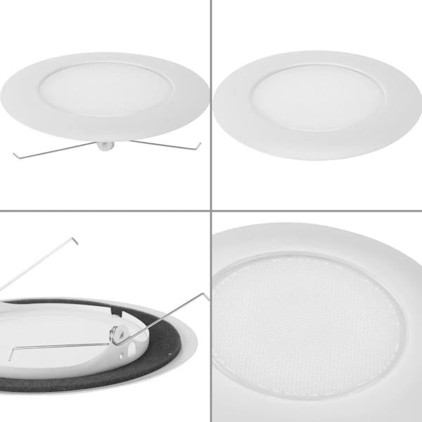 6" Satin White Recessed Lensed Open Shower Round Trim 2