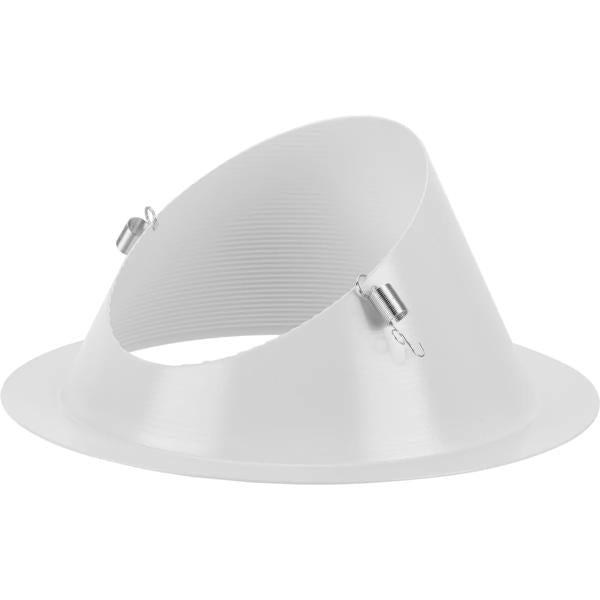 6" Satin White Slope Recessed Step Baffle Round Trim 2