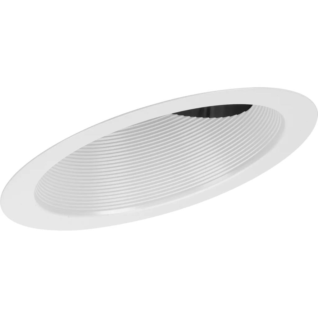 6" Satin White Slope Recessed Step Baffle Round Trim 1