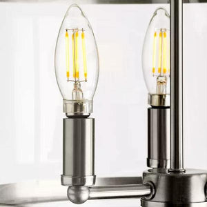 3 Light 120 volt Brushed Nickel Clear Curved Glass Pane Ceiling Light Fixture 2