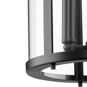 3 Light Matte Black Clear Curved Glass Panels Hall & Foyer Pendant Light Fixture 2