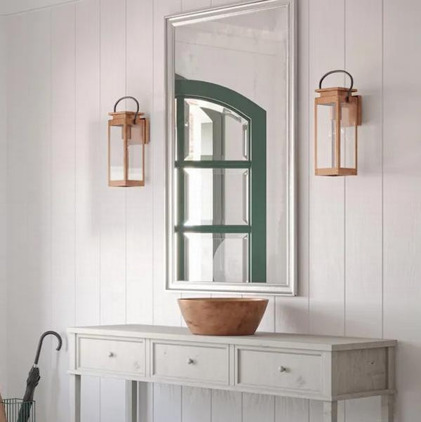 1 Light Antique Copper with Clear Glass Medium Wall Light Fixture 3
