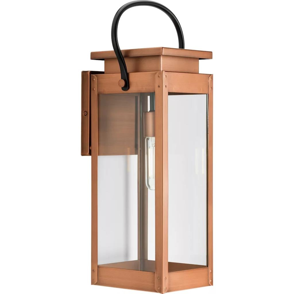 1 Light Antique Copper with Clear Glass Large Wall Light Fixture 1
