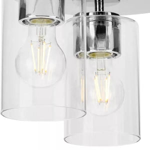 3 Light 120 volt Polished Chrome Clear Cylindrical Glass Ceiling Light Fixture 2