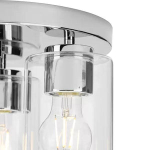 3 Light 120 volt Polished Chrome Clear Cylindrical Glass Ceiling Light Fixture 3