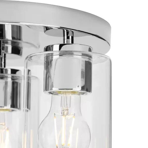 3 Light 120 volt Polished Chrome Clear Cylindrical Glass Ceiling Light Fixture 3
