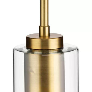 1 Light Vintage Brass Clear Glass Cylindrical Shade Pendant Light Fixture 2