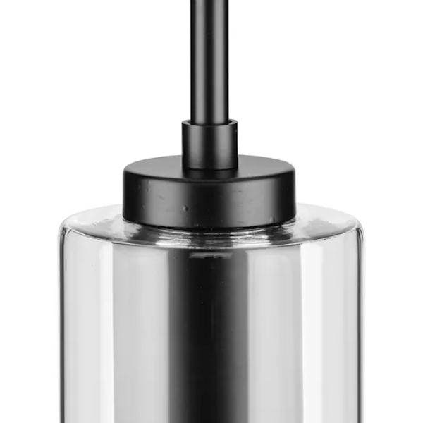 1 Light Matte Black Clear Glass Cylindrical Shade Pendant Light Fixture 2