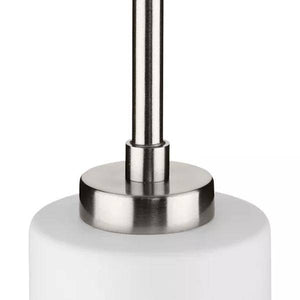 1 Light Brushed Nickel Etched White Glass Shade Pendant Light Fixture 2