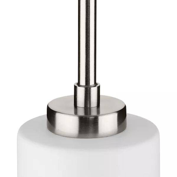 1 Light Brushed Nickel Etched White Glass Shade Pendant Light Fixture 2