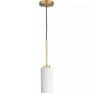 1 Light Vintage Brass Etched White Glass Shade Pendant Light Fixture 3