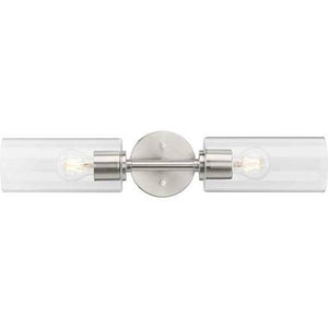 2 Light 120 volt Brushed Nickel Vanity Clear Glass Light Fixture 2