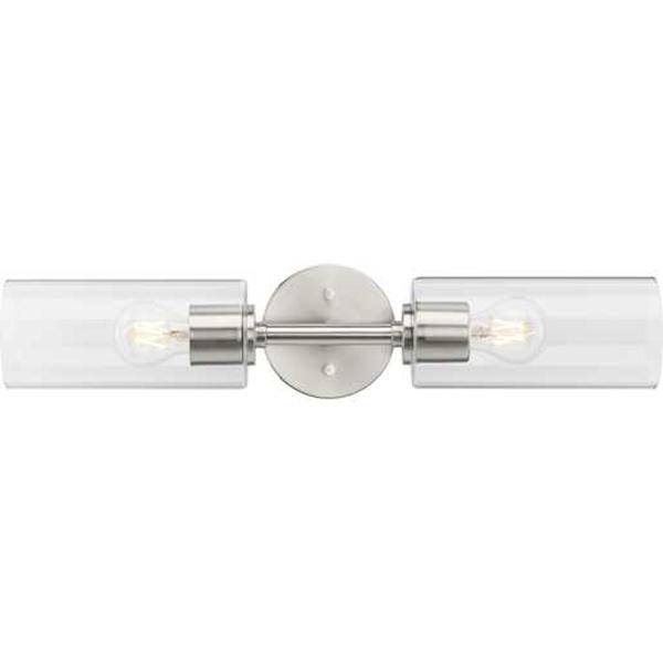 2 Light 120 volt Brushed Nickel Vanity Clear Glass Light Fixture 2