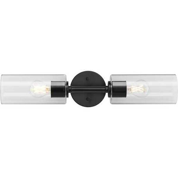 2 Light 120 volt Matte Black Vanity Clear Glass Light Fixture 2