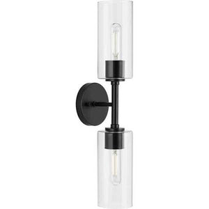 2 Light 120 volt Matte Black Vanity Clear Glass Light Fixture 1