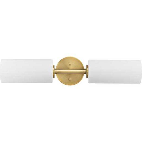 2 Light 120 volt Vintage Brass Vanity Etched White Glass Light Fixture 2