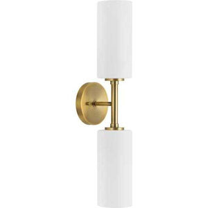 2 Light 120 volt Vintage Brass Vanity Etched White Glass Light Fixture 1