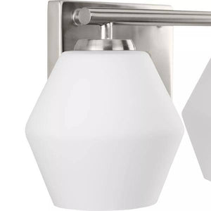 2 Light 120 volt Brushed Nickel Vanity Opal Glass Light Fixture 2