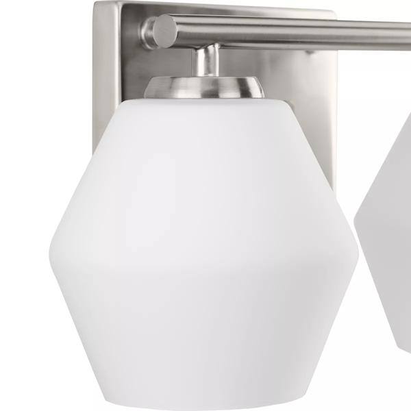 2 Light 120 volt Brushed Nickel Vanity Opal Glass Light Fixture 2