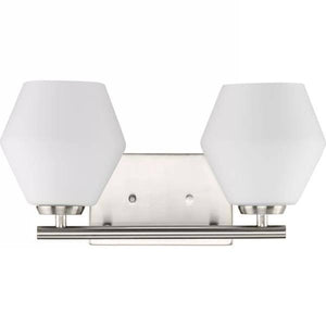 2 Light 120 volt Brushed Nickel Vanity Opal Glass Light Fixture 3