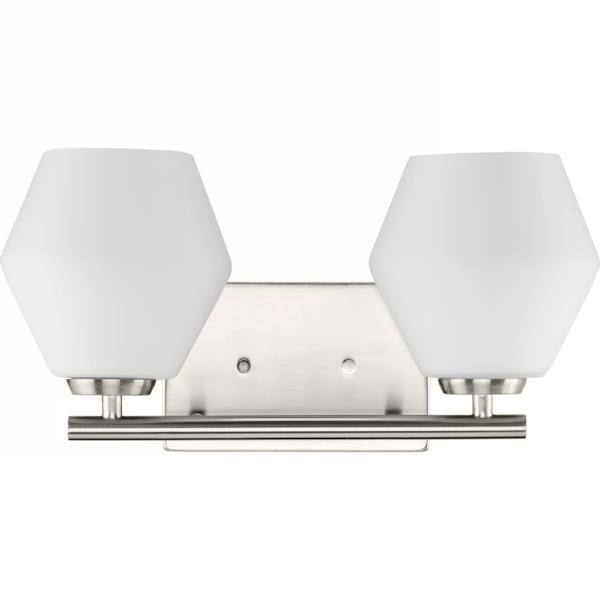 2 Light 120 volt Brushed Nickel Vanity Opal Glass Light Fixture 3