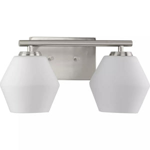 2 Light 120 volt Brushed Nickel Vanity Opal Glass Light Fixture 1