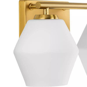 2 Light 120 volt Brushed Gold Vanity Opal Glass Light Fixture 2
