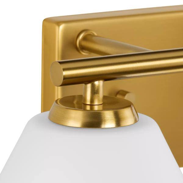 2 Light 120 volt Brushed Gold Vanity Opal Glass Light Fixture 3