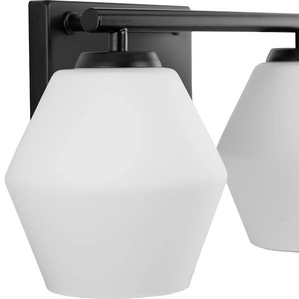 2 Light 120 volt Matte Black Vanity Opal Glass Light Fixture 2