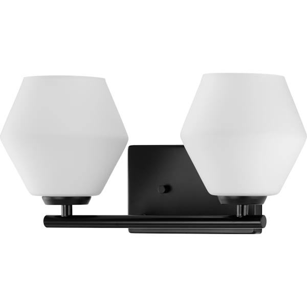 2 Light 120 volt Matte Black Vanity Opal Glass Light Fixture 3