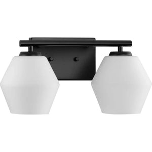 2 Light 120 volt Matte Black Vanity Opal Glass Light Fixture 1