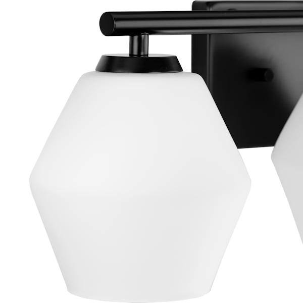 3 Light 120 volt Matte Black Vanity Opal Glass Light Fixture 3