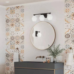 3 Light 120 volt Matte Black Vanity Opal Glass Light Fixture 4