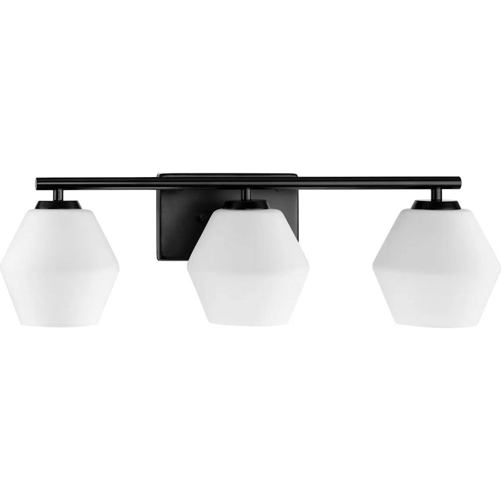 3 Light 120 volt Matte Black Vanity Opal Glass Light Fixture 1