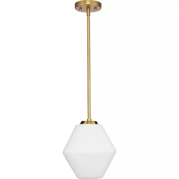 1 Light Brushed Gold Etched Opal Glass Shade Pendant Light Fixture 2