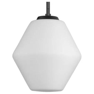 1 Light Matte Black Etched Opal Glass Shade Pendant Light Fixture 1