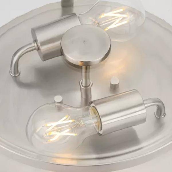 2 Light 120 volt Brushed Nickel Clear Glass Bowl Ceiling Light Fixture 2