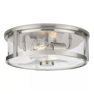 2 Light 120 volt Brushed Nickel Clear Glass Bowl Ceiling Light Fixture 1