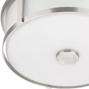 2 Light 120 volt Brushed Nickel Etched Opal Glass Bowl Ceiling Light Fixture 2