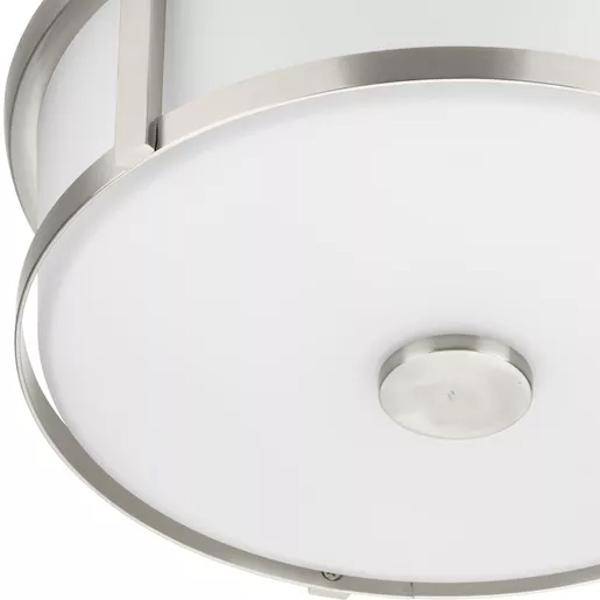 2 Light 120 volt Brushed Nickel Etched Opal Glass Bowl Ceiling Light Fixture 2