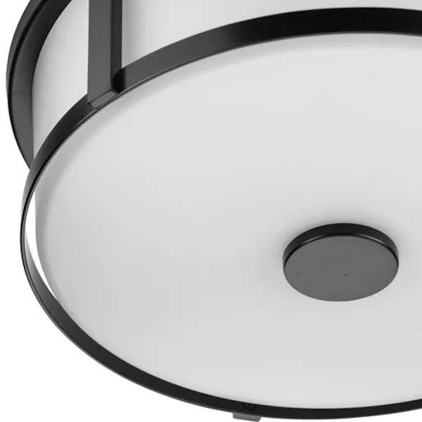 2 Light 120 volt Matte Black Etched Opal Glass Bowl Ceiling Light Fixture 2