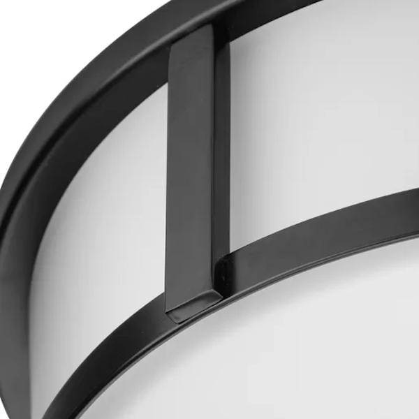 2 Light 120 volt Matte Black Etched Opal Glass Bowl Ceiling Light Fixture 3