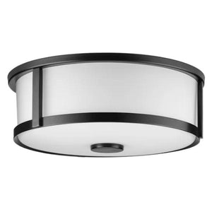 2 Light 120 volt Matte Black Etched Opal Glass Bowl Ceiling Light Fixture 1