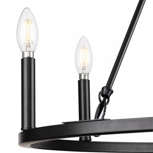 6 Light Matte Black Traditional Style Chandelier Light Fixture 2