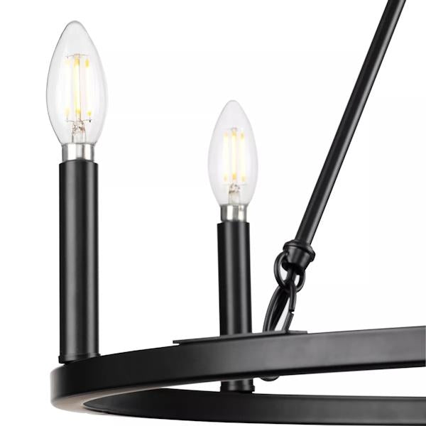 6 Light Matte Black Traditional Style Chandelier Light Fixture 2
