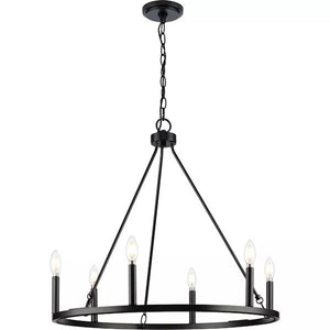 6 Light Matte Black Traditional Style Chandelier Light Fixture 3
