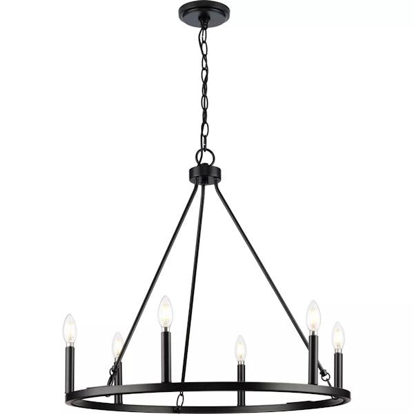 6 Light Matte Black Traditional Style Chandelier Light Fixture 3