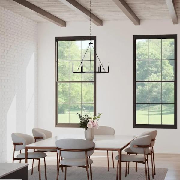 6 Light Matte Black Traditional Style Chandelier Light Fixture 4